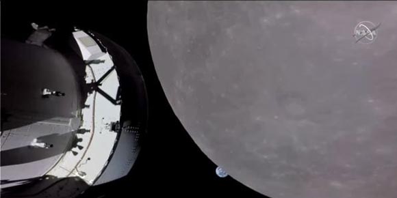 Así se vio Artemis I., la nave Orión que sobrevuela la Luna