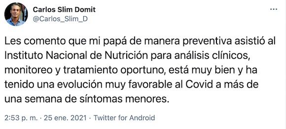 ¡Carlos Slim también tiene COVID!